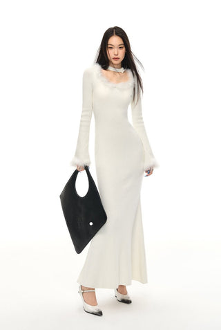 [NAWS] Ostrich collar bodycon dress