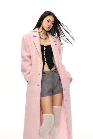 [NAWS] Woolen long pink coat