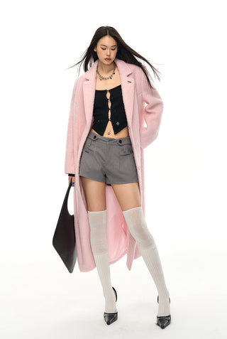 [NAWS] Woolen long pink coat