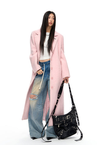 [NAWS] Woolen long pink coat