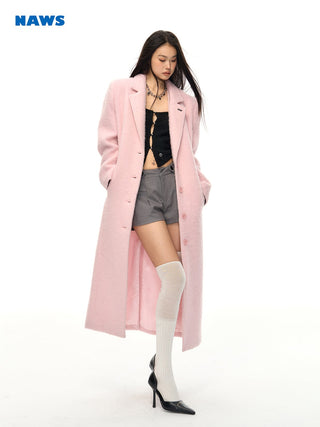 [NAWS] Woolen long pink coat