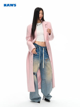 [NAWS] Woolen long pink coat