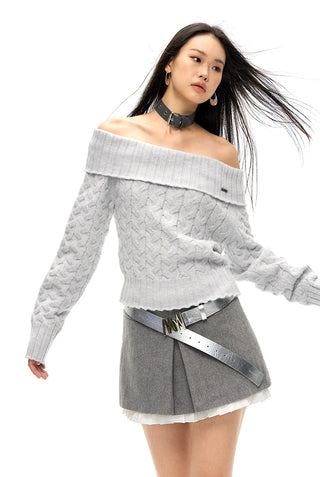 [NAWS] Off-shoulder sweater with detachable belt