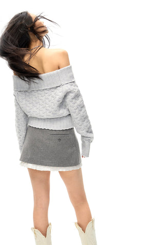 [NAWS] Off-shoulder sweater with detachable belt