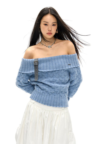 [NAWS] Off-shoulder sweater with detachable belt