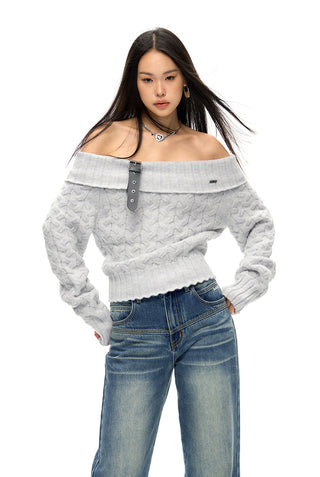 [NAWS] Off-shoulder sweater with detachable belt