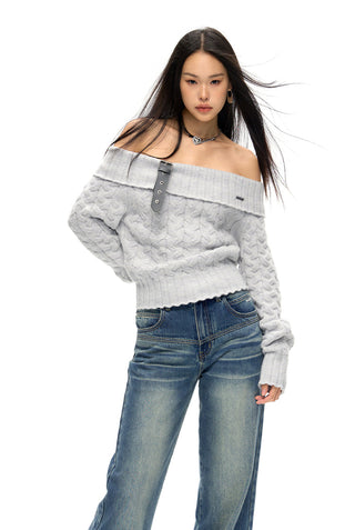 [NAWS] Off-shoulder sweater with detachable belt