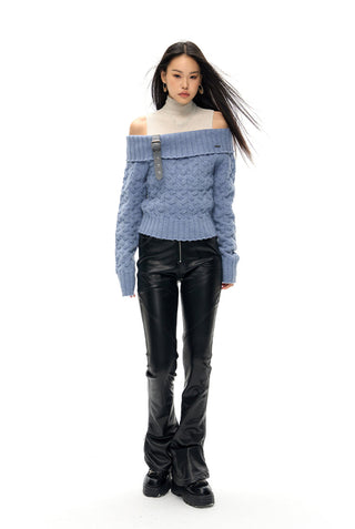 [NAWS] Off-shoulder sweater with detachable belt