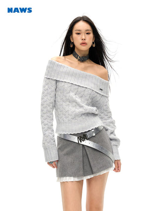 [NAWS] Off-shoulder sweater with detachable belt