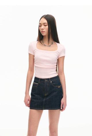 [NAWS] Garden Slim Fit Ice Silk Square Collar T-Shirt