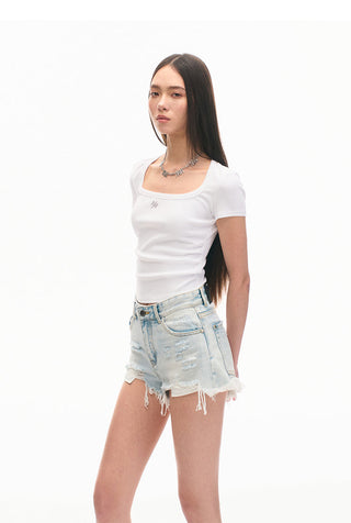 [NAWS] Garden Slim Fit Ice Silk Square Collar T-Shirt