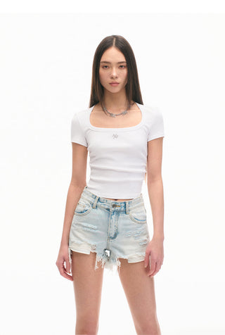 [NAWS] Garden Slim Fit Ice Silk Square Collar T-Shirt