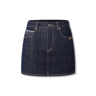 [NAWS]  Denim Skirt Retro Mid Waist Cotton Skirt