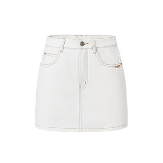 [NAWS]  Denim Skirt Retro Mid Waist Cotton Skirt