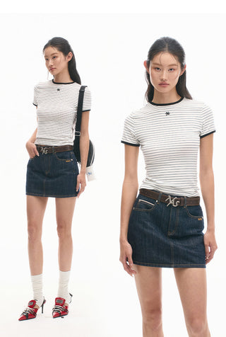 [NAWS] Contrast Color Striped T-Shirt