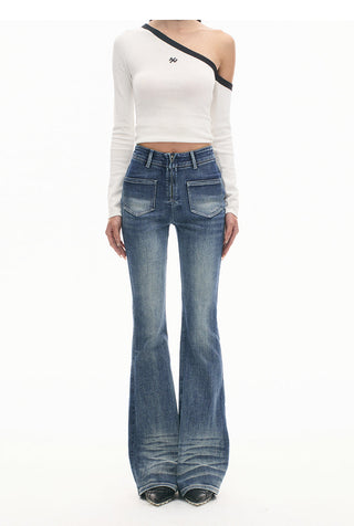 [NAWS] Double Sided Fish Jeans High Waist Bootcut Pants