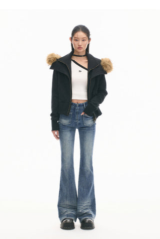 [NAWS] Double Sided Fish Jeans High Waist Bootcut Pants