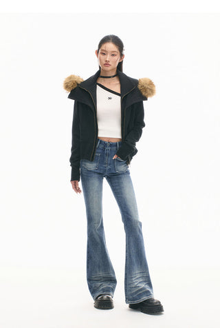 [NAWS] Double Sided Fish Jeans High Waist Bootcut Pants