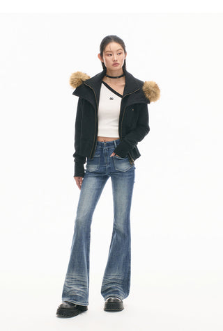 [NAWS] Double Sided Fish Jeans High Waist Bootcut Pants