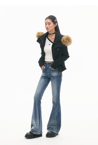 [NAWS] Double Sided Fish Jeans High Waist Bootcut Pants