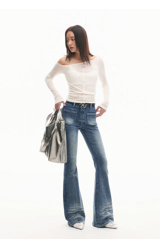 [NAWS] Double Sided Fish Jeans High Waist Bootcut Pants