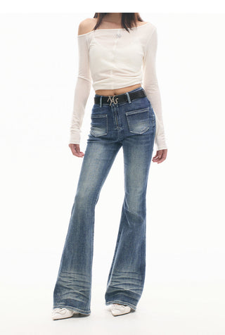 [NAWS] Double Sided Fish Jeans High Waist Bootcut Pants