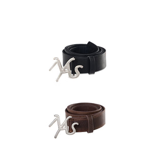 [NAWS] High Line Logo Wide Belt Retro Black Leather Belt