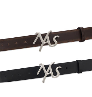 [NAWS] High Line Logo Wide Belt Retro Black Leather Belt