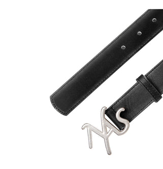 [NAWS] High Line Logo Wide Belt Retro Black Leather Belt