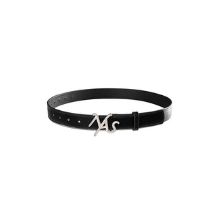 [NAWS] High Line Logo Wide Belt Retro Black Leather Belt