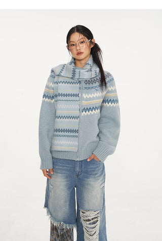 [NAWS] Fair Nordic Retro Jacquard Cardigan