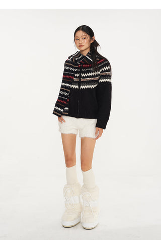 [NAWS] Fair Nordic Retro Jacquard Cardigan