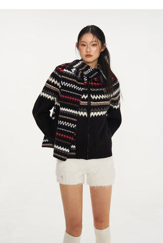 [NAWS] Fair Nordic Retro Jacquard Cardigan