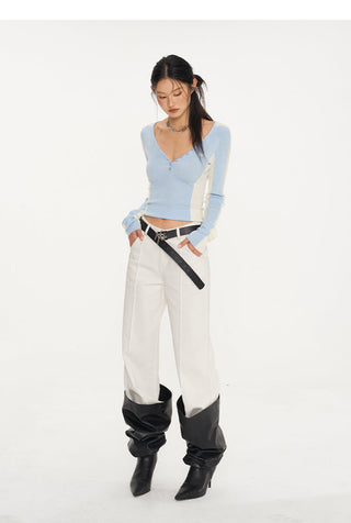 [NAWS] Parallel Straight V Waist Casual Pants