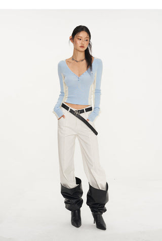 [NAWS] Parallel Straight V Waist Casual Pants