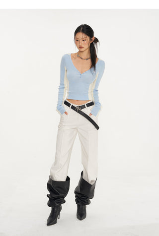 [NAWS] Parallel Straight V Waist Casual Pants