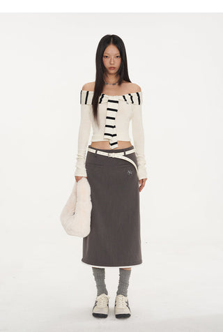 [NAWS] Pencil Skirt Gray Straight Hip Suit Skirt