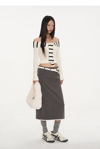 [NAWS] Pencil Skirt Gray Straight Hip Suit Skirt