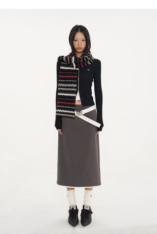 [NAWS] Pencil Skirt Gray Straight Hip Suit Skirt