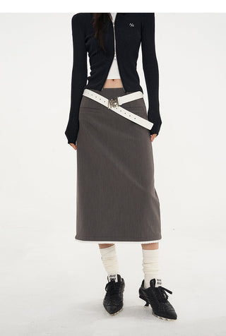 [NAWS] Pencil Skirt Gray Straight Hip Suit Skirt