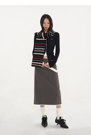 [NAWS] Pencil Skirt Gray Straight Hip Suit Skirt