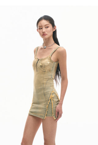 [NAWS] Python Twill Denim Cinched Dress