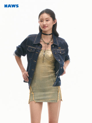 [NAWS] Python Twill Denim Cinched Dress