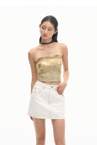 [NAWS] Python Vintage Distressed Denim Top