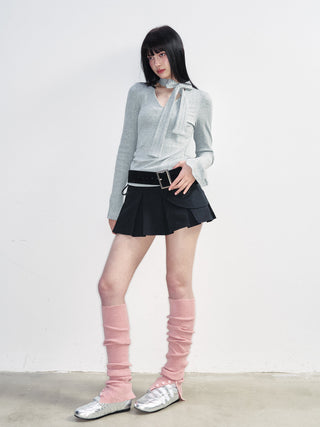 [NS76] SS Sweet College Detachable Belt Pleated Skirt