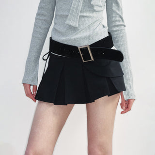 [NS76] SS Sweet College Detachable Belt Pleated Skirt