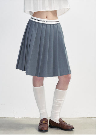 [NS76] SS Korean Preppy Ribbon Pleated A-Line Skirt