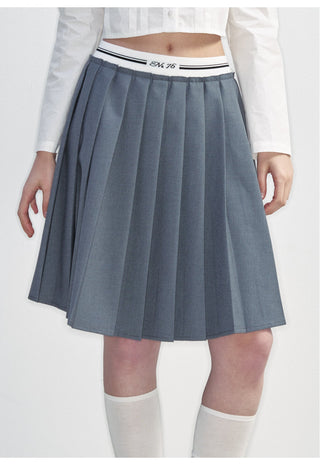 [NS76] SS Korean Preppy Ribbon Pleated A-Line Skirt