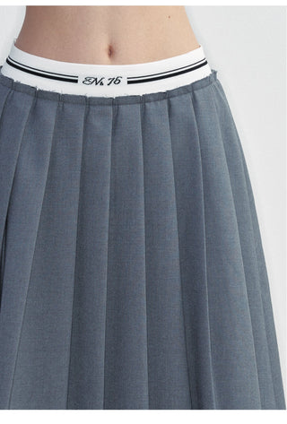 [NS76] SS Korean Preppy Ribbon Pleated A-Line Skirt