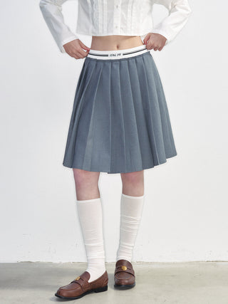 [NS76] SS Korean Preppy Ribbon Pleated A-Line Skirt